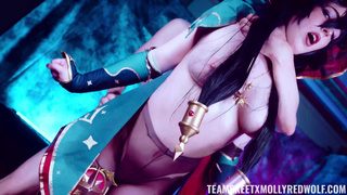 Ведьма желаний: Молли Ред Вулф в горячем порно-косплее с анальным финалом