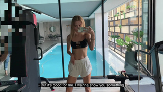 Risky public blowjob in the gym. Fast cum. Cumwalk with Californiababe.mp4