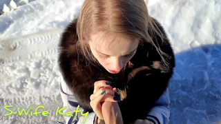 Горячая русская блондинка Katy в развратном финале: сперма на лице, груди и во рту