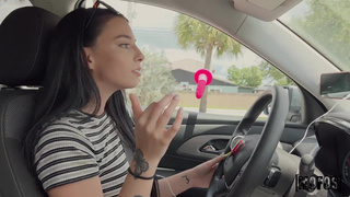 Взрывная ночь с длинноволосой брюнеткой в машине