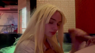 JUICY BLOWJOB AND TIT FUCK IN THE JACUZZI